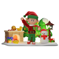 3d boy character christmas Holding Gift pose png