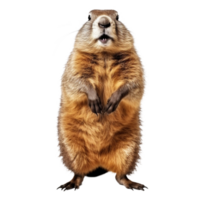 AI generated clipart Cute brown furred Groundhog is standing. png