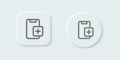 Add device line icon in neomorphic design style. Phone signs vector illustration.