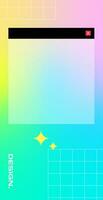 Pop up window vertical gradient background. Social media frame vector illustration.