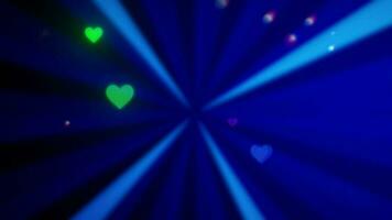 a blue background with hearts and light beams video