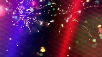 bunt von Feuerwerk Festival Dekoration Feier zum Weihnachten und glücklich Neu Jahr 2023 zum Hintergrund. video