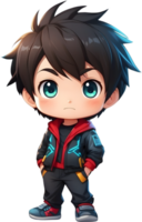 AI generated anime cute boy standing png