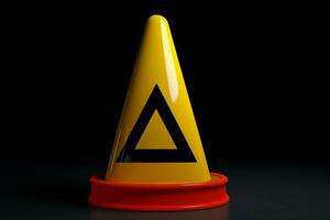 AI generated Warning yellow sign cone. Generate ai photo