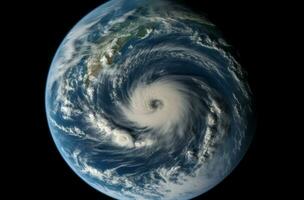 AI generated Hurricane on earth satellite view. Generate ai photo