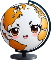 AI generated cartoon earth globe with ai generative png