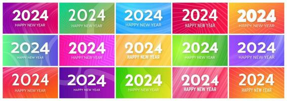 2024 Happy New Year on colorful backgrounds vector