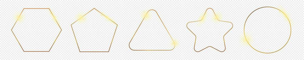 Gold glowing different geometric shape frame vector