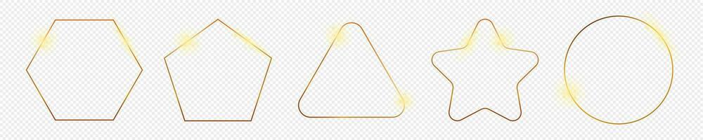 Gold glowing different geometric shape frame vector