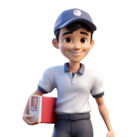 AI generated 3D cartoon happy delivery man character png