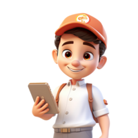 AI generated 3D cartoon happy delivery man character png