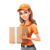 AI generated 3D cartoon happy delivery woman character png