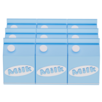 Groceries theme 3D milk product, Fresh Milk cartons pack on a transparent background, 3D rendering png