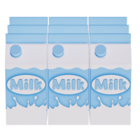 Groceries theme 3D milk product, Fresh Milk cartons pack on a transparent background, 3D rendering png