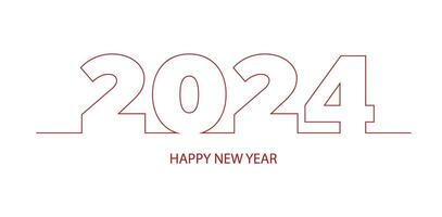 Happy new year 2024 with flat line design vector