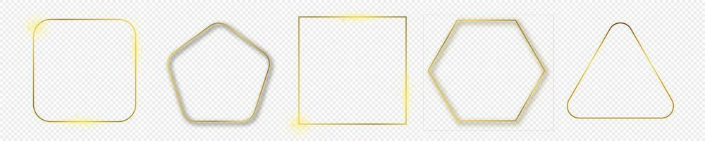 Gold glowing different geometric shape frame vector