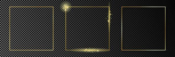 Gold glowing square frame vector