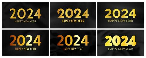 2024 Happy New Year on dark silk background vector