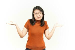 Doubt Confused Gesture Of Beautiful Asian Woman Isolated On White Background photo