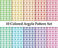 Colored Colors And White Seamless Argyle Pattern Set vector