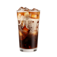 AI generated ice coffee. cocktail with cold coffee, milk and ice. isolated png