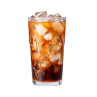 AI generated ice coffee. cocktail with cold coffee, milk and ice. isolated png