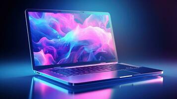 AI generated Vibrant display high performance gaming ai generated laptop template photo