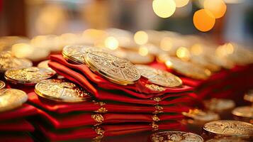 AI Generated Traditional gift red envelope for money for Chinese New Year photo