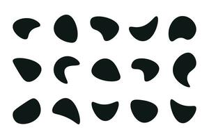 Random blob shapes. Organic blobs set. Rounded abstract organic shape collection. Random shapes of cube, pebble, inkblot, amoeba, drops and stone silhouettes. Blotch texture vector set