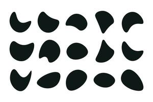 Random blob shapes. Organic blobs set. Rounded abstract organic shape collection. Random shapes of cube, pebble, inkblot, amoeba, drops and stone silhouettes. Blotch texture vector set