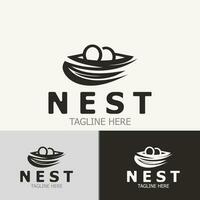 Bird nest logo branch natural root tree spring template vector