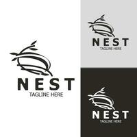 Bird nest logo branch natural root tree spring template vector