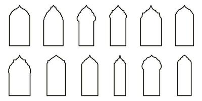 Outline Style Vector Design Showcasing Islamic Shape Window Frames. Perfect for Creating a Stylish Visual Identity.