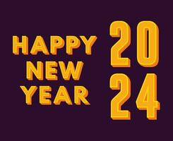 Happy New Year 2024 Abstract Yellow And Orange Graphic Design Vector Logo Symbol Illustration With Purple Background