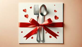 AI generated Gourmet Love Creative Valentine's Day Table Setting Concept photo