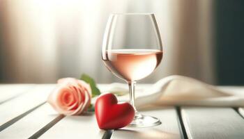 AI generated Romantic Rose and Wine photo