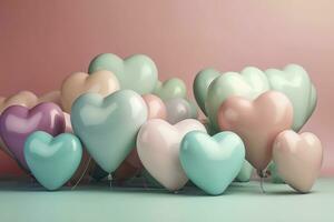 AI generated Whimsical Arrangement of Heart-Shaped Balloons Created With Generative AI Technology photo