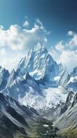 AI generated The beauty of a majestic and snow capped mountain range, with rugged peaks, AI Generative photo