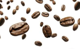 AI generated Coffee Bean flying on white background, 3d illustration. Generative AI photo