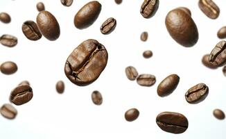 AI generated Coffee Bean flying on white background, 3d illustration. Generative AI photo