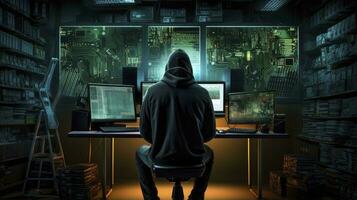 AI generated Hacker. A glimpse into the world of cyber conspiracies. AI Generated photo
