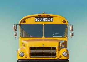 AI generated Front view of a yellow school bus. AI Generated photo