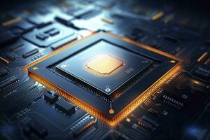AI generated Futuristic central processor unit. Powerful Quantum CPU motherboard. AI Generated photo