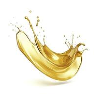 AI generated Golden Oil or Cosmetic essence splash isolated on white background, 3d illustration. AI Generated photo