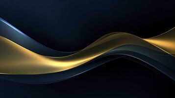 AI generated Gold and navy blue waves abstract. AI Generated. photo