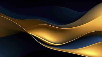 AI generated Gold and navy blue waves abstract. AI Generated. photo