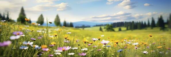 AI generated Idyllic Meadow on summer. AI Generated photo