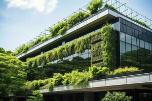 AI generated Office building with green environment. AI Generated photo