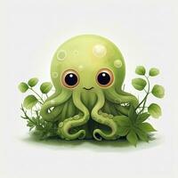 AI generated Watercolor Octopus for kids. AI Generated photo