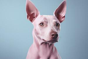 AI generated Pink colored dog on Pink Background. AI Generated photo